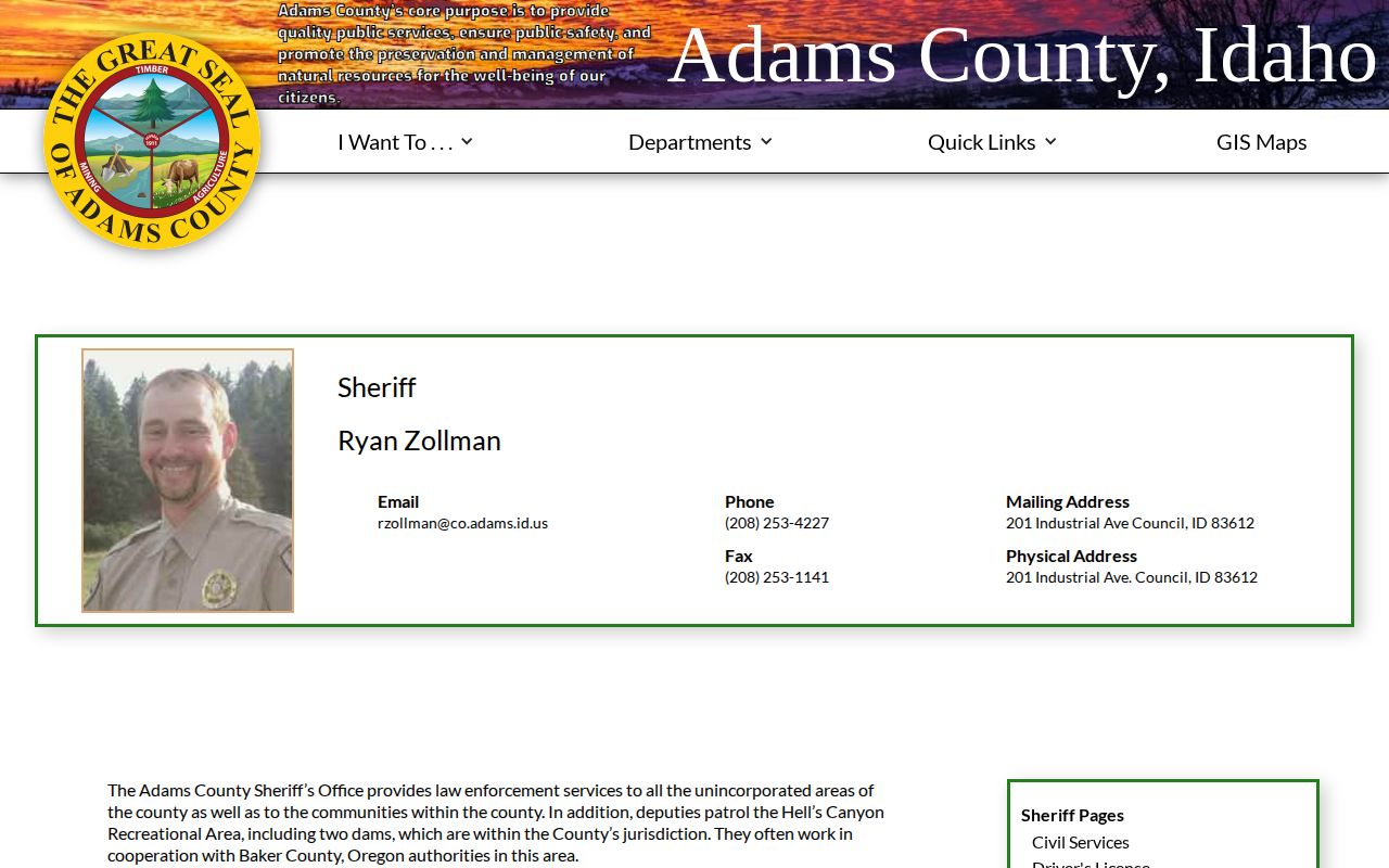 Adams County Sheriff recent arrest and jail information page