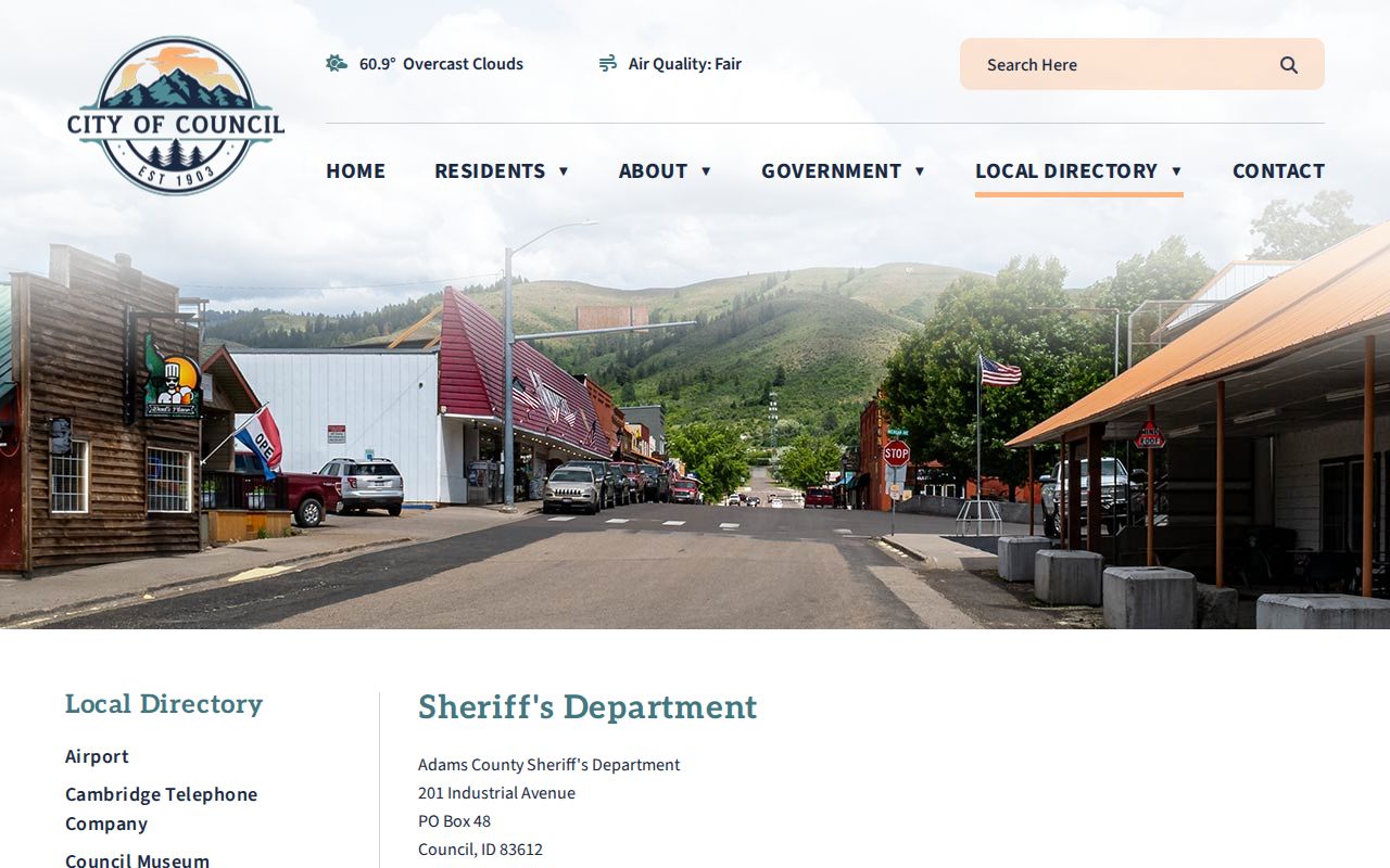 City of Council official Adams County Sheriff arrest-record contact page