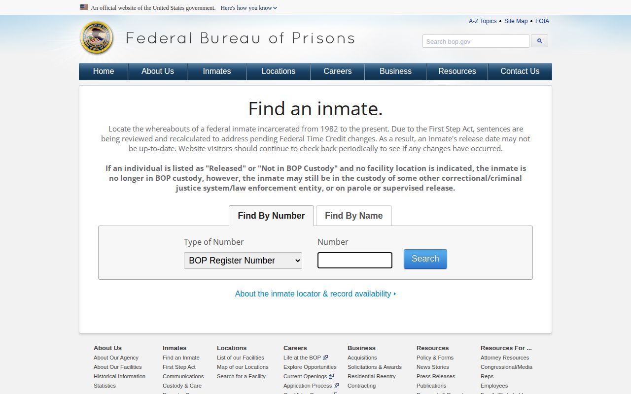 Federal custody locator after an Adams County arrest